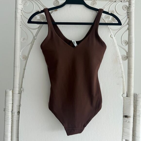 Lululemon Tops - Lululemon Align Bodysuit Womens 4 Brown Java Thong Tank Top Nulu Minimalist NEW